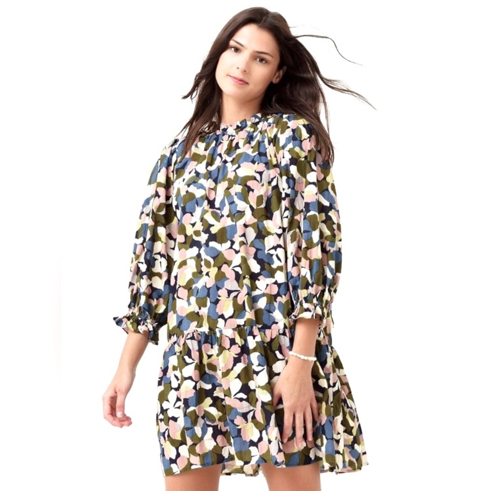 Velvet by Graham & Spencer Ruffle Collar Cotton Dress Anthropologie Large